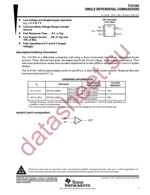 TLV1391CDBVTE4 datasheet  